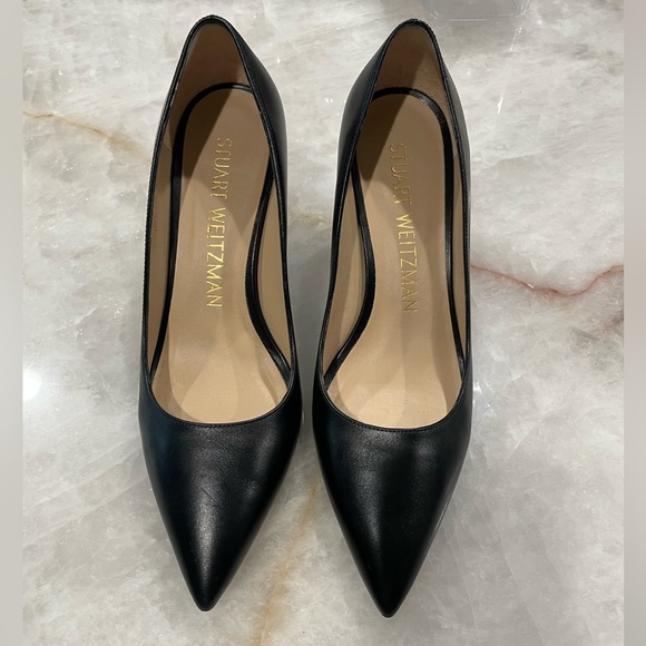 Stuart Weitzman Black Linsi 75 Block Pump - Picture 2 of 7